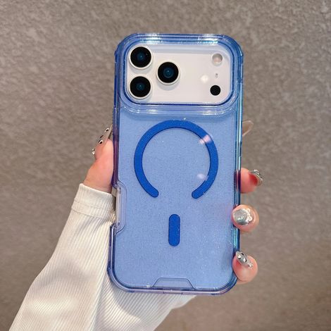 (Bleu, iPhone 16 Pro Max) Coque de téléphone 3-en-1 renforcée, protection magnétique contre les chutes