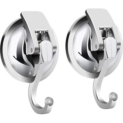 Set of 2 strong suction cup hooks without plastic holes for hanging towels in the kitchen, bathroom, shower, or on patio doors. (1/5)