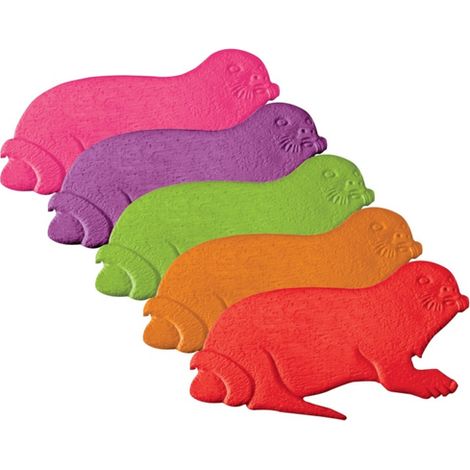 Juego de 5 figuras  antideslizantes para de ducha o bañera, sellos de goma, 16,5x10,5cm, multicolor MSV