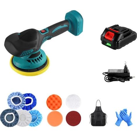 Akku-Polierer, 21-V-Autopolierer, 1 Akku, 2800–5500 U/min, 6 variable Geschwindigkeiten, 9-mm-Exzenterpolierset für die Autopflege
