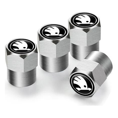 (Hexagone argenté) 4 bouchons de valve de pneu de voiture compatibles avec Octavia, Superb, Rapid, Kodiaq, Karoq, Fabia, Kamiq, Roomster, Citigo, Enyaq, VisionS et Deriv (1/5)