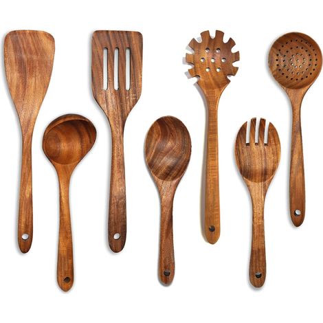 Küchenutensilien, Holzteile, Pfannenwender + Antihaftpfanne, komplettes Küchenset für Anfänger (1/5)