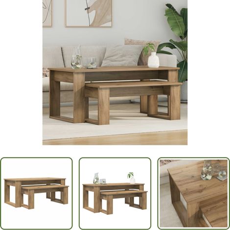 Wohnzimmermöbel - Kaffeetisch Set 2 pcs Artisan-Eiche Holzwerkstoff (1/5)