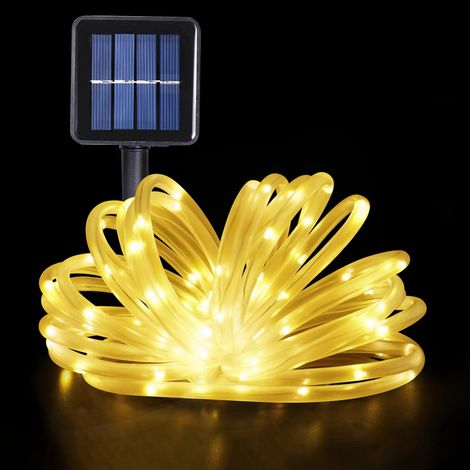 Guirlande Tube Lumineuse Solaire, Étanche Guirlande Lumineuse 12 Mètre 8 Modes 100 LED Solaire Tube Lumineux pour Jardin Chambre Mariage Fête Décoration de Noël (1/5)