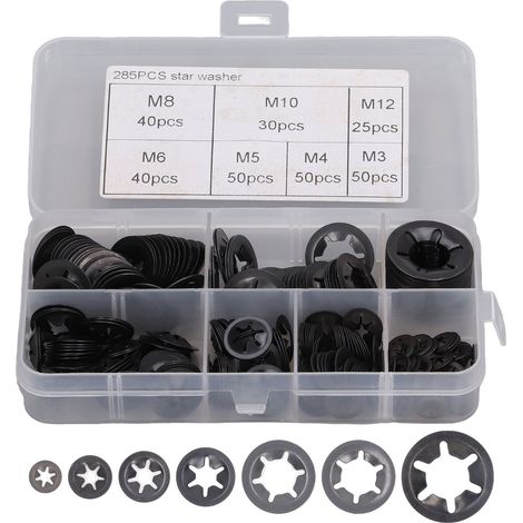 Kit de 285 rondelles de blocage à denture interne M3 M4 M5 M6 M8 M10 M12