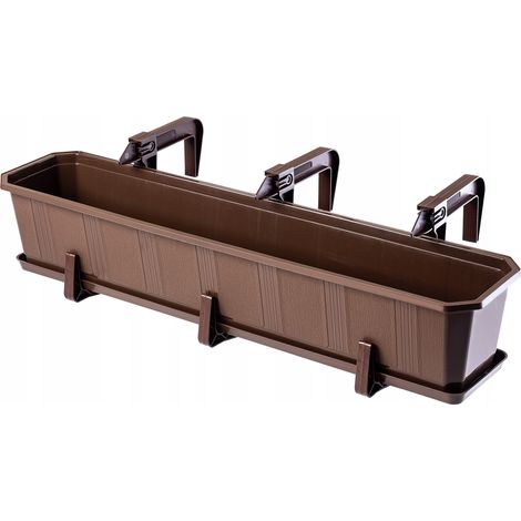 KADAX Macetero Balcón + Soportes 80cm Marrón (1/5)