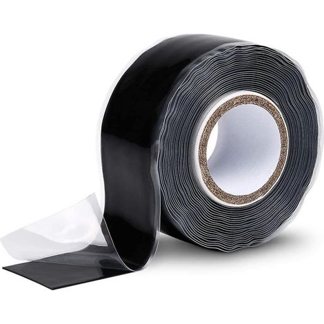 BEBUSINGOTO Cinta aislante de silicona de 25 mm x 3 m - Cinta de silicona negra - Cinta adhesiva impermeable (1/5)