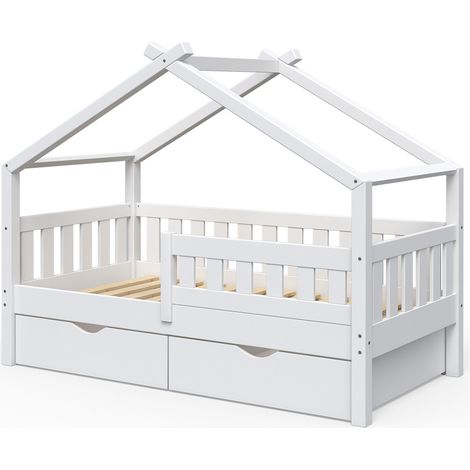 Hausbett Design, Weiß, 80x160 cm mit 2 Schubladen, Vitalispa (1/5)