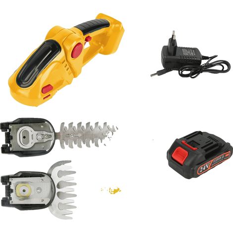 Cortasetos eléctrico, 2 en 1, diseño ligero, amarillo, 1 batería (1/2)