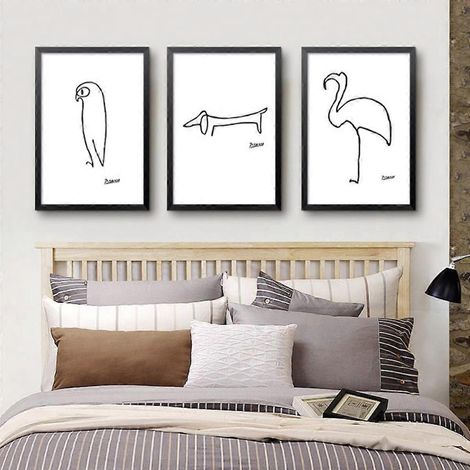 Einlinienbild, Leinwanddruck, Wandposter, einfache abstrakte Zeichnung mit schwarzen Linien, Dekoration für Zuhause, Wohnzimmer, Schlafzimmer, Büro und Kinderzimmer. (1/5)