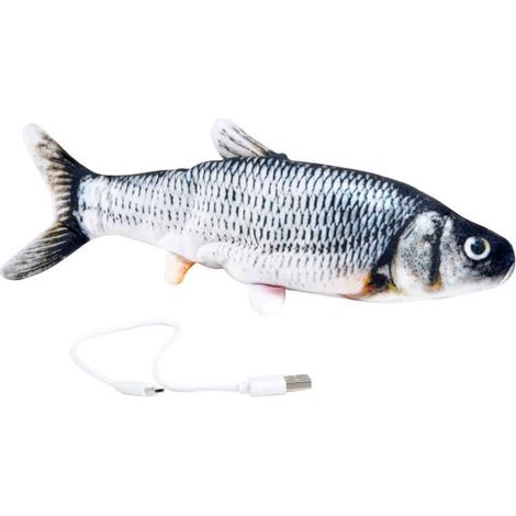 Jouet Peluche pour Chat "Poisson Vibrant" 28cm Gris
