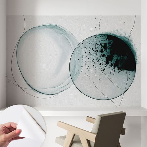 Papier peint autocollant Mural avec colle pour salon et chambre Décoration murale rapide Cercles verts 104x70 cm (1/5)