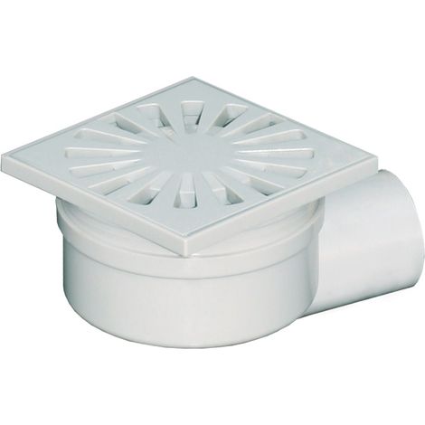 Siphonette 100x100mm sortie horizontale Ø50 - Grille ABS