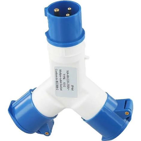Répartiteur haute performance pour alimentation 220 V, répartiteur 2 voies 16 A, prise industrielle 3 broches et prise murale (1/5)