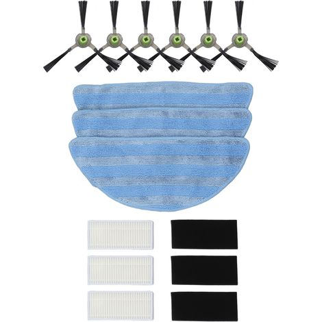 Kit accessoires compatibles Lefant M200/201/501/520/T700 : 3 serpillères, 3 filtres, 3 paires de brosses latérales (1/5)
