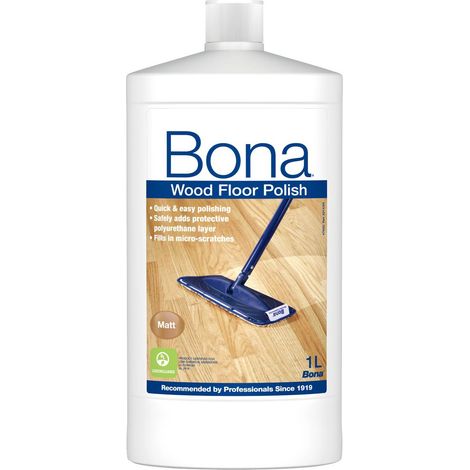Polish mat pour parquets 1L – Finition mate – Protection contre l'usure – Réduit les micro-rayures – Prêt à l'emploi pour parquets vernis – Bona