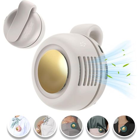 Ventilateur portable à pince, rechargeable par USB, mini ventilateur sans pales, rotation à 360°, 3 vitesses de ventilation, refroidissement silencieux, idéal pour les voyages et le bureau. (1/4)
