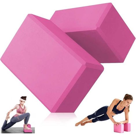 Blocs de yoga EVA 2 pièces – Blocs de mousse antidérapants et robustes – Accessoires de yoga et fitness – Pour yoga Pilates étirements et exercices à domicile – Rose (1/5)