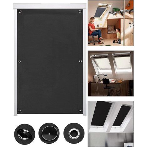 Store occultant thermique 60 x 115 cm avec ventouses, sans perçage, rideau isolant portable pour chambre et voyage, noir (1/2)