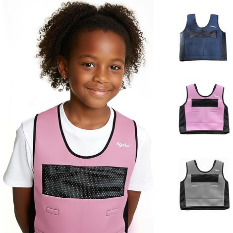 Gilet de Compression Lesté Sensoriel pour Enfants Autistes 6 Coussinets de Poids Amovibles, Néoprène Apaisant, Anti-surcharge Sensorielle SPD (1/5)
