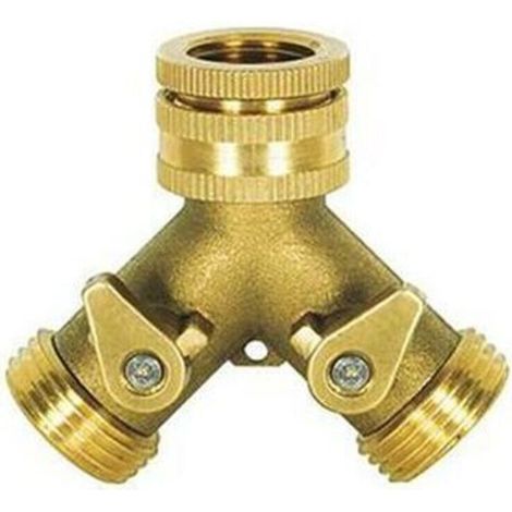 Brass double-circuit tap connector 20/27 mm (3/4") – Heavy-duty fitting for sanitary installations