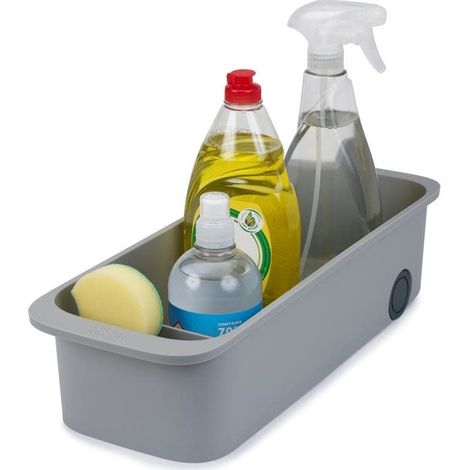 CupboardStore™ Joseph Joseph Aufbewahrungskorb de, leichter Zugang, weiche Rollen, Fächer für Flaschen und Schwämme, grau, ideal für Schränke.