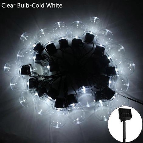 Guirlande lumineuse solaire LED 5/7/12 m - Extérieur - Noël Mariage - Fédération de Russie - Blanc froid transparent (1/5)