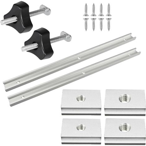 Goulotte de guidage pour le travail du bois 500 mm avec vis autotaraudeuses, rails en T en alliage d'aluminium avec glissière et poignée pour outil de travail du bois