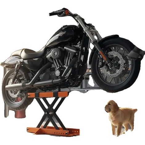 Elevador de motocicletas, capacidad de 500 kg, altura de elevación ajustable, color naranja. (1/2)