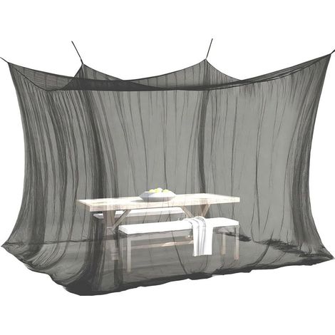 Moustiquaire pour l'intérieur et l'extérieur, 300 x 300 x 250 cm, 220 mailles, taille XXL, pour tente, caravane (noire) (1/5)
