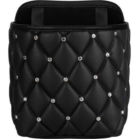 Sac de rangement de voiture en cuir PU cristal strass, organisateur barrière de support de siège arrière, multi-poches, conteneur de voiture (1/4)
