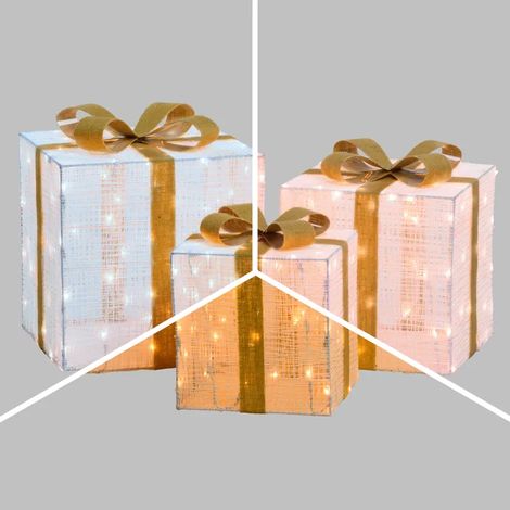 Lot 3 Paquets Cadeaux Lumineux 3D H40/35/30cm 240 LED Dual Blanc Chaud/Froid IP44 Lotti (1/5)