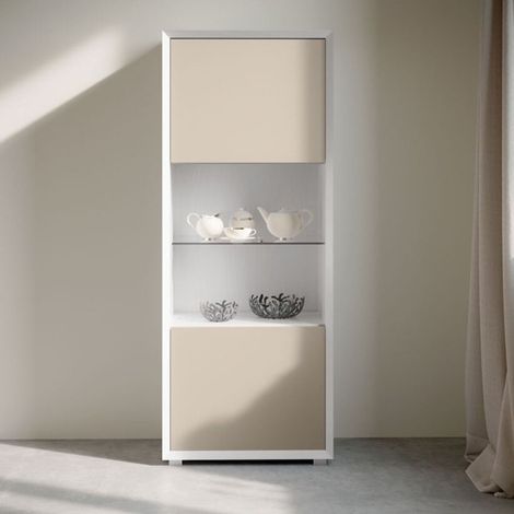 Credenza 2 ante  linea Tilt in finitura Frassino nuvola e Fango