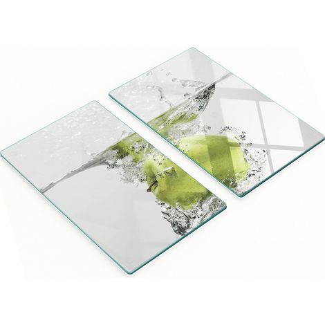 Küchenschneidebretter aus Glas mit Apfel-Unterwasser-Motiv, 2 x 30 x 52 cm (1/5)