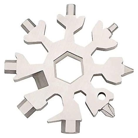 18-in-1-Multitool in Form einer Schneeflocke, tragbarer Schlüsselanhänger-Schraubendreher, Flaschenöffner, schneeflockenförmiges Werkzeug aus Edelstahl für Reisen, Camping und alltägliche Abenteuer.