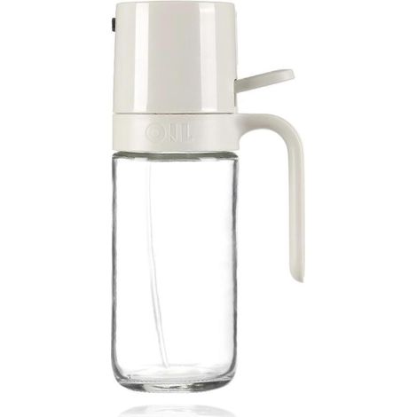 Flacon pulvérisateur d'huile en verre de qualité supérieure pour la cuisine - 250 ml - Convient à toutes les huiles de cuisson - (Gris clair) (1/4)