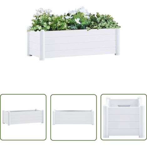 Lit surélevé de jardin PP Blanc 100x43x35 cm (1/5)