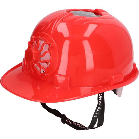 Casque de sécurité avec ventilateur solaire, casque de sécurité en plastique ventilé, casquette respirante, doublure amovible pour l'été, travail en extérieur, couleur rouge. (1/5)
