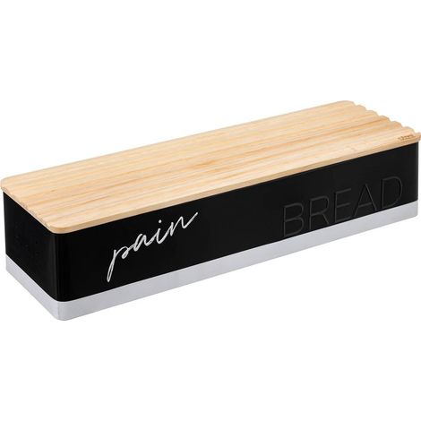 5Five Simply Smart – Boîte à baguette noire en hévéa – Longueur 40.40 cm – Largeur 12.40 cm – Hauteur 9.40 cm – Poids 0.84 kg