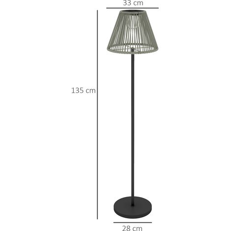 Lampadaire solaire, style rotin, lampe solaire avec capteur de luminosité, 25 LED, éclairage solaire style bohème, Ø33 x 135 cm (1/5)