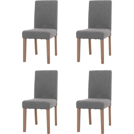 4er-Set Esszimmerstuhl Littau, Stuhl Küchenstuhl Hochlehner, Stoff/Textil Bouclé Holz grau, naturfarbene Beine