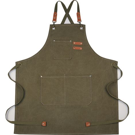 (Graugrüne) Cowboy-Schürze mit Taschen für Friseure, Maler, Gärtner und Haarstylisten für Damen und Herren