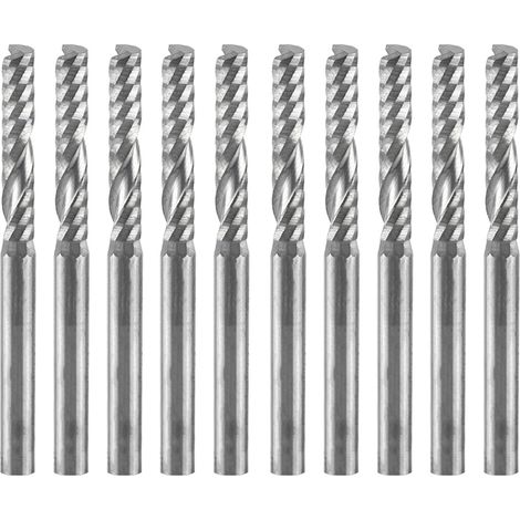 10 Fraises Carbure Monobloc 1 Lèvre Spirale, Fraises CNC 3.175x17mm, Lot de 10 (1/5)