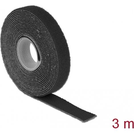 Delock Cinta de gancho y bucle en rollo LA 3 m x AN 13 mm negra