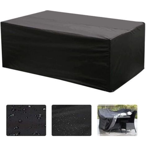 Housse de Protection pour Table de Jardin Rectangulaire 210×140×80CM - Tissu Oxford, Étanche et Anti-UV (Noir) (1/4)