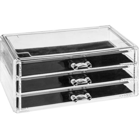 Boîte à Bijoux 3 Tiroirs Beauty 24cm Transparent (1/3)