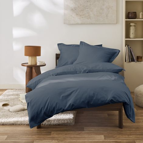 Housse de couette 140 x 200 cm Grand Hôtel Bleu encre — Percale de coton peigné 80 fils/cm²