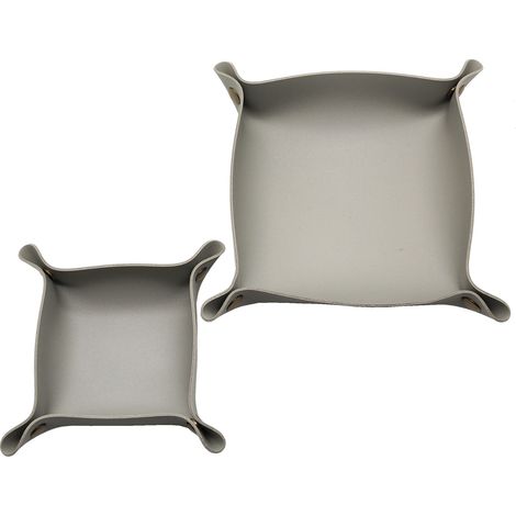 Boîte de rangement carrée en similicuir, organiseur de bijoux de bureau, multicolore, style nordique, 25 x 25 mm, gris clair (1/5)