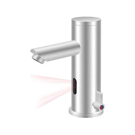 MINRS Robinet automatique avec capteur infrarouge, robinet d'eau froide et chaude avec capteur de lavabo, robinet sans contact, température réglable de 0 à 55 °C, avec 2 tuyaux, fonctionnement sur