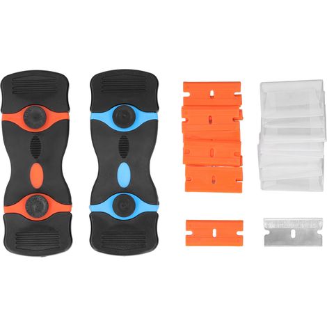 22 Pièces Grattoir à Lame Multifonction pour Nettoyage avec 2 Manches Bleu et Orange Lames (1/5)